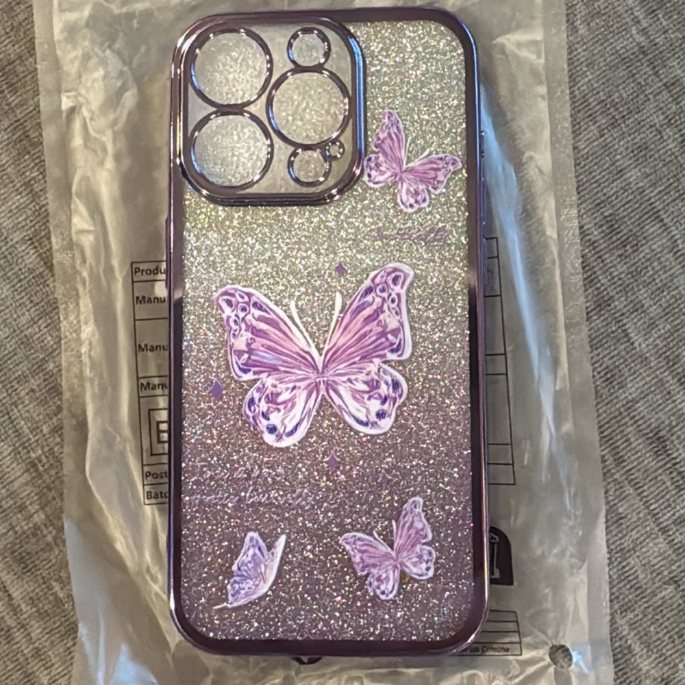 Glitter Butterfly Phone Case - Purple